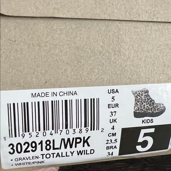 Skechers Big Girls Size 5 White & Pink Leopard Print Zip & Lace Up Moto Boot NEW - Picture 8 of 9